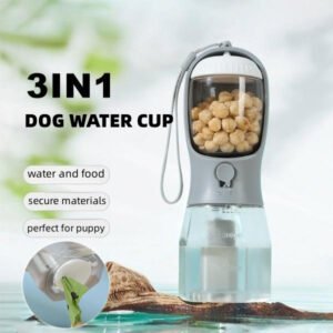 Vaso de agua para perros, bebida, comida, bolsa de basura, tres en uno, portátil, pequeño, multifuncional, suministros para mascotas
