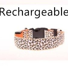 Collar LED de seguridad para perros, ajustable, de nailon, con diseño de leopardo