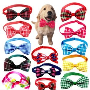 Corbata a cuadros para mascotas, bufanda para gatos y perros, accesorios para mascotas