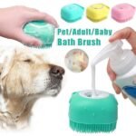 Guantes de masaje de silicona para baño de perros, cepillo para mascotas, gatos, herramienta de limpieza de baño, peine, cepillo para perros, puede verter champú, suministros de aseo para perros