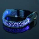 Collar LED de seguridad para perros, ajustable, de nailon, con diseño de leopardo