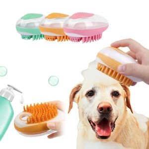 Cepillo de baño para perros y gatos 2 en 1, peine de masaje de silicona suave para mascotas, herramienta de limpieza para perros y ducha, productos para mascotas