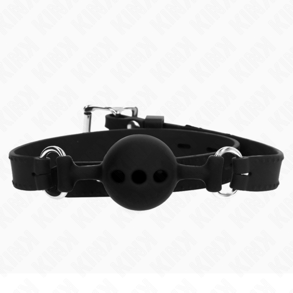 <div style="background-color: #ff4d4d; color: white; padding: 4px 12px; border-radius: 20px; display: inline-block; font-family: Arial, sans-serif; font-size: 14px; font-weight: bold; margin-bottom: 8px;"> 🔞 +18 </div> KINK - MORDAZA 55 x 2 CM DE BOLA 4 CM DE SILICONA COMPLETA TALLA S NEGRO AJUSTABLE 35-51 CM