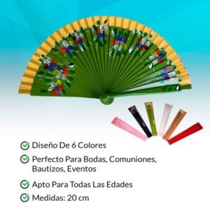 ABANICO DE MADERA "FLOWER" 19 CM