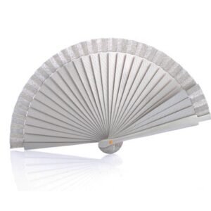 ABANICO DE MADERA LISO PLATA