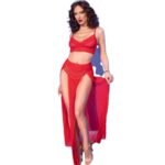 <div style="background-color: #ff4d4d; color: white; padding: 4px 12px; border-radius: 20px; display: inline-block; font-family: Arial, sans-serif; font-size: 14px; font-weight: bold; margin-bottom: 8px;"> 🔞 +18 </div> CHILIROSE - CR 4850 SET TOP ROJO Y LEGGINS CON COMPLEMENTOS DORADOS M